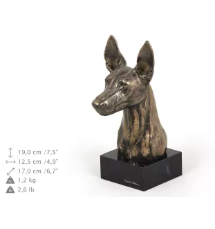 Pharaonenhund, Pharaoh Hound, Kelb tal-Fenek - Hundestatue, Büste auf Steinsockel, Skulptur, Trophäe für Hundeausstellung der Marke Art-Dog