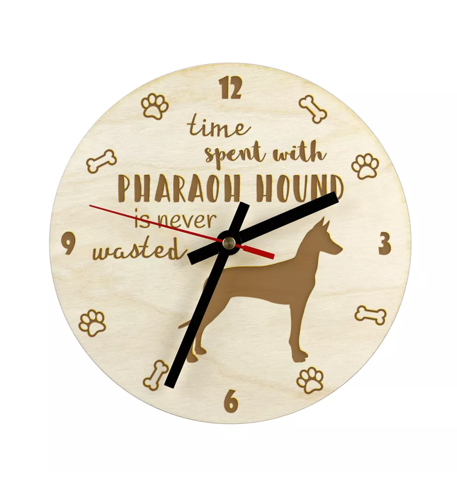 Pharaoh Hound, Kelb tal-Fenek - clock with dog, wooden clock with engraving, personalised clock by Art-Dog