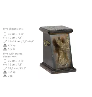 Pharaonenhund, Pharaoh Hound, Kelb tal-Fenek eine Ascheurne für Hunde, eine elegante Urne mit einer Statue, eine Gedenkurne mit dem Porträt eines Hundes von der Marke Art-Dog