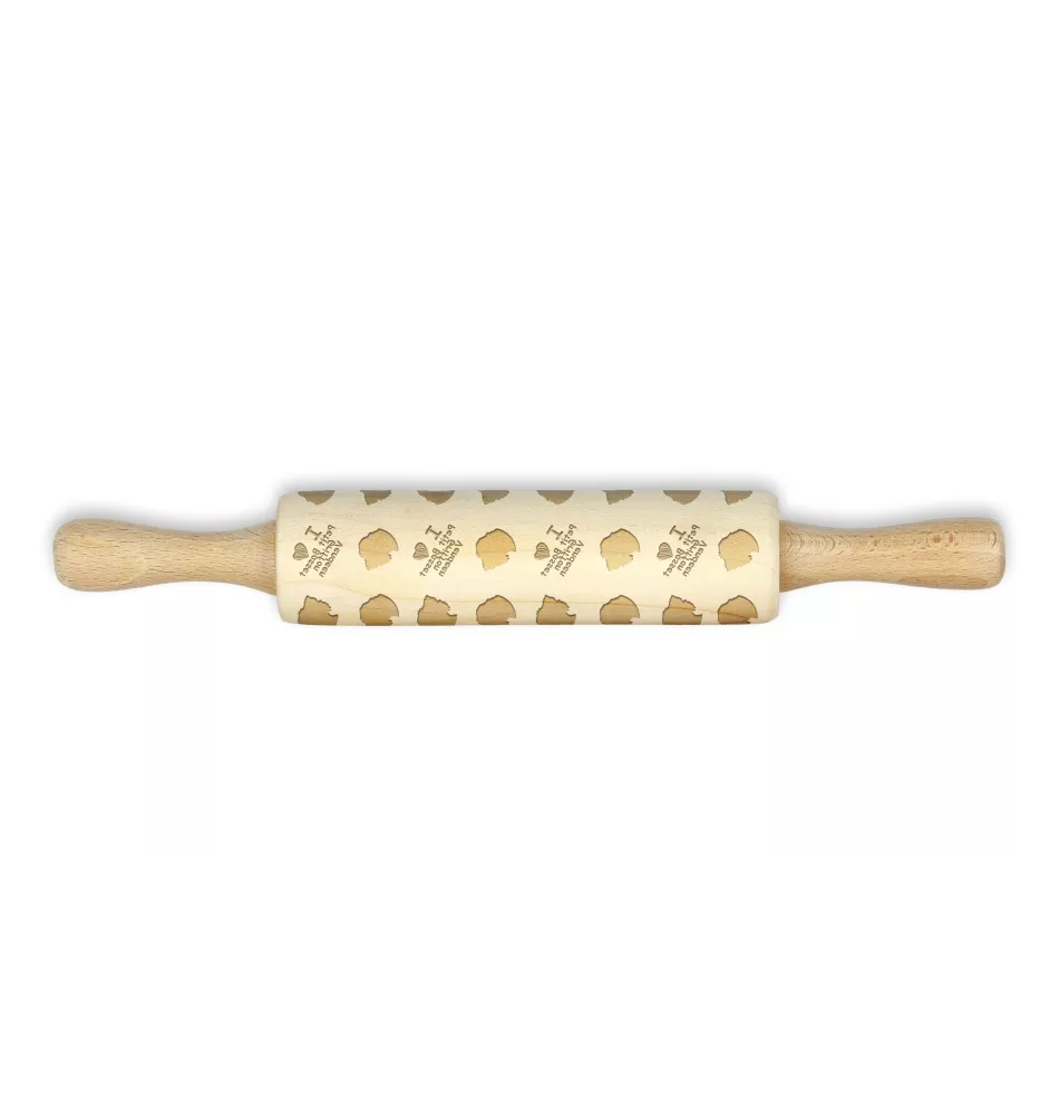 Petit Basset Griffon Vendéen - small rolling pin with a dog pattern, a rolling pin for children's dough, decorating ceramic clay by Art-Dog brand