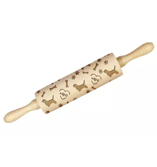 Kleiner Basset Griffon Vendéen, Petit Basset Griffon Vendéen - Nudelholz mit Hund, Verzieren von Keksen mit einem Nudelholz in Mustern, Geschenk für den Keramiker der Marke Art-Dog