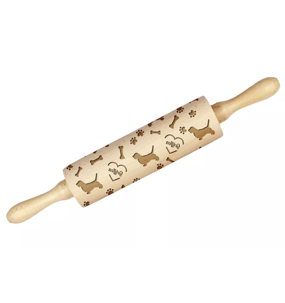 Petit Basset Griffon Vendéen - rolling pin with a dog, decorating cookies with a rolling pin in patterns, a gift for the ceramicist of the Art-Dog brand