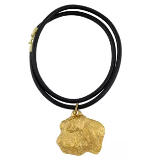 Petit Basset Griffon Vendéen - keychain and necklace with a dog in a box, high-quality gold-plated product, Art-Dog brand