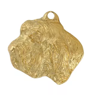 Petit basset griffon vendéen - porte-clés et collier avec chien dans une boîte, produit plaqué or de haute qualité, marque Art-Dog