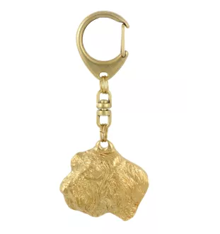 Petit basset griffon vendéen - porte-clés et collier avec chien dans une boîte, produit plaqué or de haute qualité, marque Art-Dog