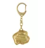 Petit basset griffon vendéen - porte-clés et collier avec chien dans une boîte, produit plaqué or de haute qualité, marque Art-Dog