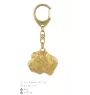 Petit basset griffon vendéen - porte-clés et collier avec chien dans une boîte, produit plaqué or de haute qualité, marque Art-Dog