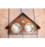 Petit Basset Griffon Vendéen - wooden stand with bowls for a dog, decorative dog bowls, a gift for adopting a dog from the Art-Dog brand