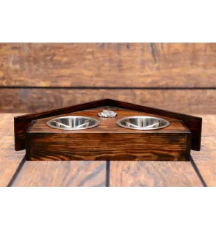 Petit basset griffon vendéen - support en bois avec des bols pour chien, bols pour chien décoratifs, cadeau pour l'adoption d'un chien de la marque Art-Dog