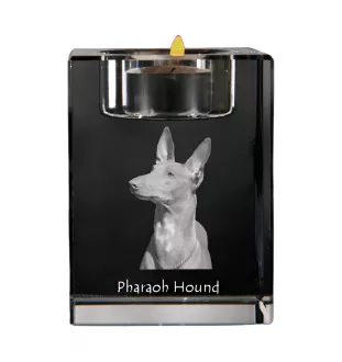 Pharaoh Hound, Kelb tal-Fenek - Candle holder with dog photo, crystal tealight holder, personalised gift by Art-Dog brand