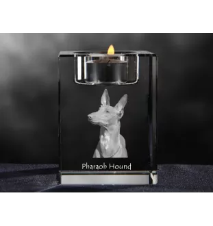 Pharaoh Hound, Kelb tal-Fenek - Candle holder with dog photo, crystal tealight holder, personalised gift by Art-Dog brand