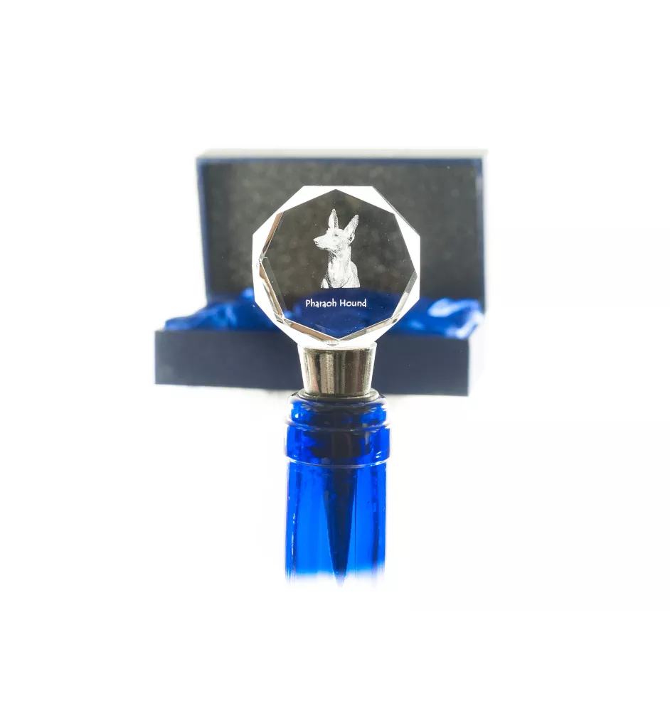 Pharaoh Hound, Kelb tal-Fenek - Bottle stopper, crystal wine stopper with photo, personalised gift for bartender by Art-Dog brand