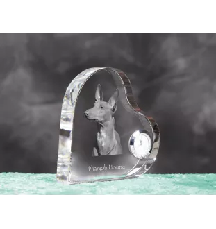 Pharaonenhund, Pharaoh Hound, Kelb tal-Fenek - Kristalluhr mit einem Hundebild, Herzregal-Uhr, personalisierte Standuhr der Marke Art-Dog