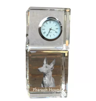 Pharaonenhund, Pharaoh Hound, Kelb tal-Fenek - Kristalluhr mit Foto, Hundebild im Kristall, personalisierte Schreibtischuhr von Art-Dog.