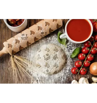 Pharaoh Hound, Kelb tal-Fenek - patterned rolling pin with a dog, rolling pin for dough and ceramics, a gift for a pastry chef from the Art-Dog brand