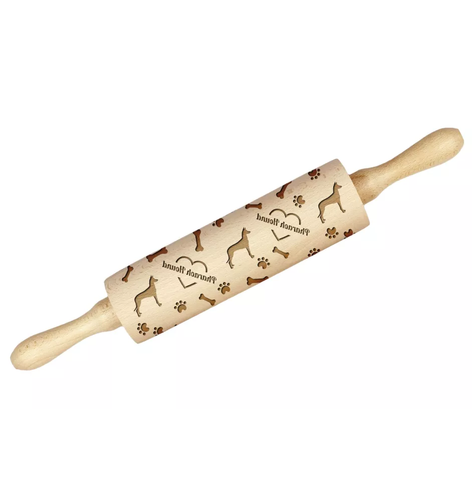 Pharaoh Hound, Kelb tal-Fenek - rolling pin with a dog, decorating cookies with a rolling pin in patterns, a gift for the ceramicist of the Art-Dog brand