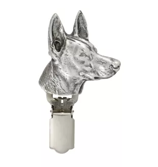 Pharaoh Hound, Kelb tal-Fenek - brooch with a clip, holder for a start number, silver-plated dog show pin from the Art-Dog brand