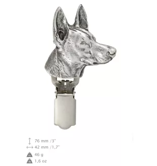 Pharaoh Hound, Kelb tal-Fenek - brooch with a clip, holder for a start number, silver-plated dog show pin from the Art-Dog brand