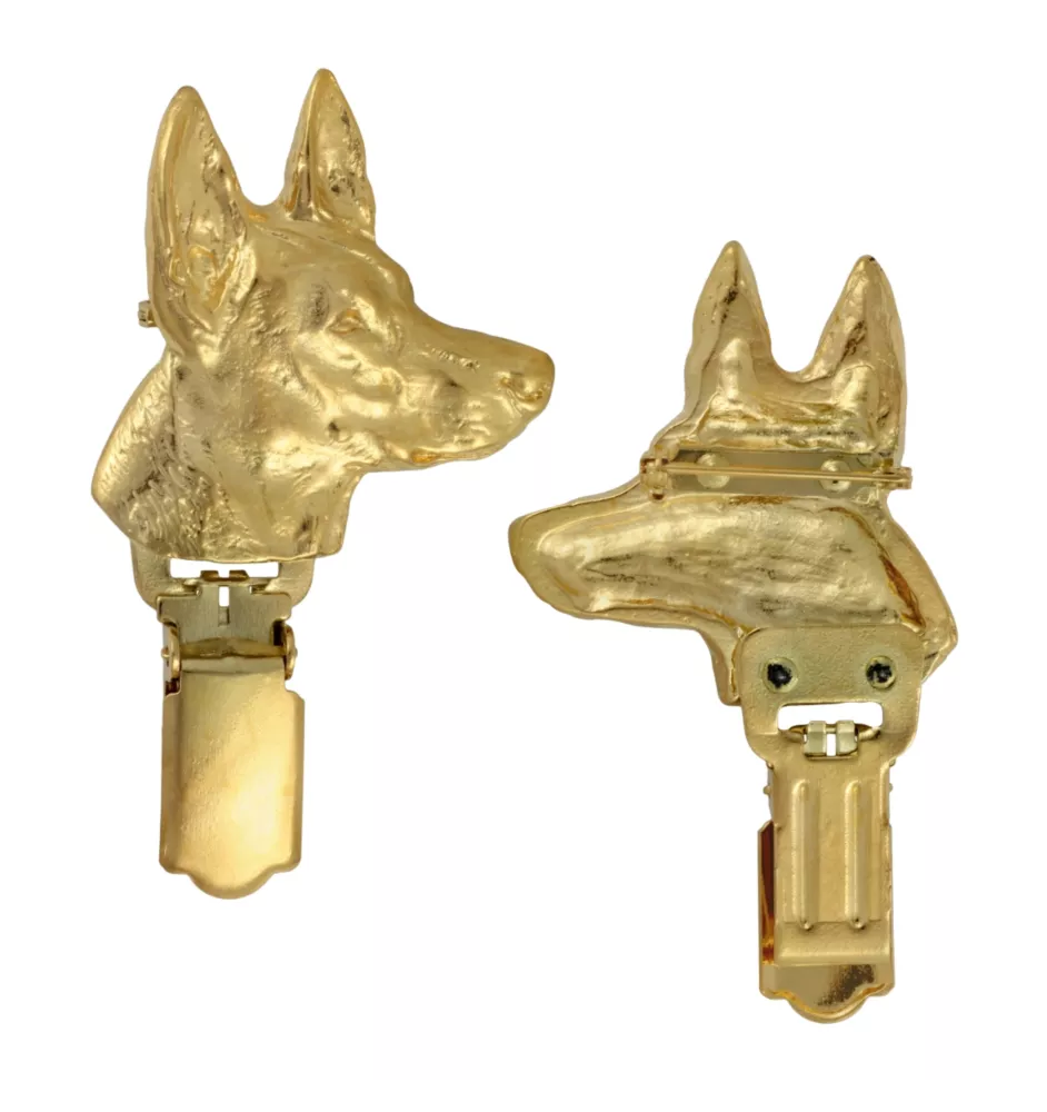 Chien du pharaon, Lévrier du pharaon - broche avec pince, support doré pour numéro de départ, élégante épingle pour exposition de chiens de la marque Art-Dog