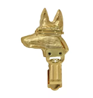 Pharaonenhund, Pharaoh Hound, Kelb tal-Fenek - Brosche mit Clip, vergoldeter Startnummernhalter, elegante Hundeaustellungsnadel der Marke Art-Dog