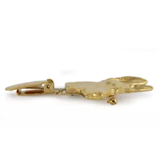 Pharaonenhund, Pharaoh Hound, Kelb tal-Fenek - Brosche mit Clip, vergoldeter Startnummernhalter, elegante Hundeaustellungsnadel der Marke Art-Dog