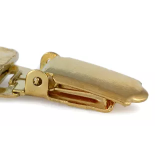 Pharaonenhund, Pharaoh Hound, Kelb tal-Fenek - Brosche mit Clip, vergoldeter Startnummernhalter, elegante Hundeaustellungsnadel der Marke Art-Dog
