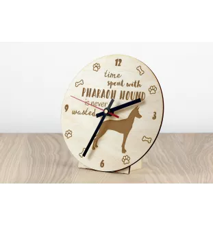 Pharaoh Hound, Kelb tal-Fenek - clock with a dog, wooden clock, wall clock for dog lovers, clock for desk and shelf, Art-Dog