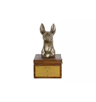 Chien du pharaon, Lévrier du pharaon - urne pour les cendres du chien avec une statuette, petite urne pour chien, urne personnalisée avec le buste du chien de la marque Art-Dog