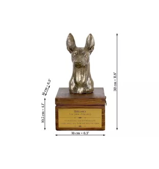 Chien du pharaon, Lévrier du pharaon - urne pour les cendres du chien avec une statuette, petite urne pour chien, urne personnalisée avec le buste du chien de la marque Art-Dog