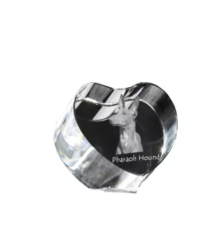 Pharaoh Hound, Kelb tal-Fenek - a photo of a dog in crystal, crystal heart, unique photo frame from the Art-Dog brand