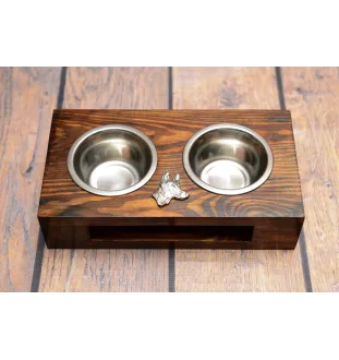 Chien du pharaon, Lévrier du pharaon - support en bois avec des bols pour chien, bols pour chien en acier, cadeau pour l'adoption d'un chien de la marque Art-Dog