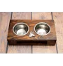 Pharaoh Hound, Kelb tal-Fenek - wooden stand with bowls for a dog, steel dog bowls, a gift for adopting a dog from the Art-Dog brand