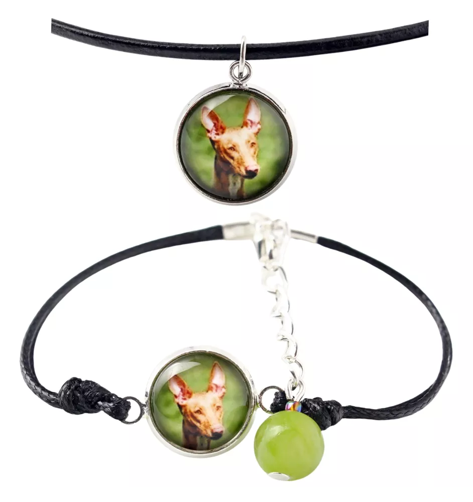 Pharaoh Hound, Kelb tal-Fenek - a set of jewelry with your photo, handmade set, bracelet and necklace by Art.-Dog brand