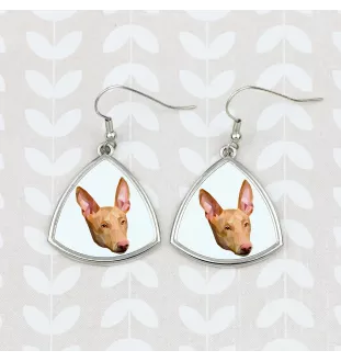 Pharaonenhund, Pharaoh Hound, Kelb tal-Fenek - Ohrringe mit einem Bild und dem Schriftzug "Geometrischer Hund" von Art-Dog