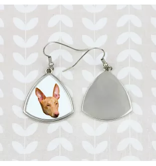 Chien du pharaon, Lévrier du pharaon - boucles d'oreilles avec une photo et un motif de chien géométrique Art-Dog