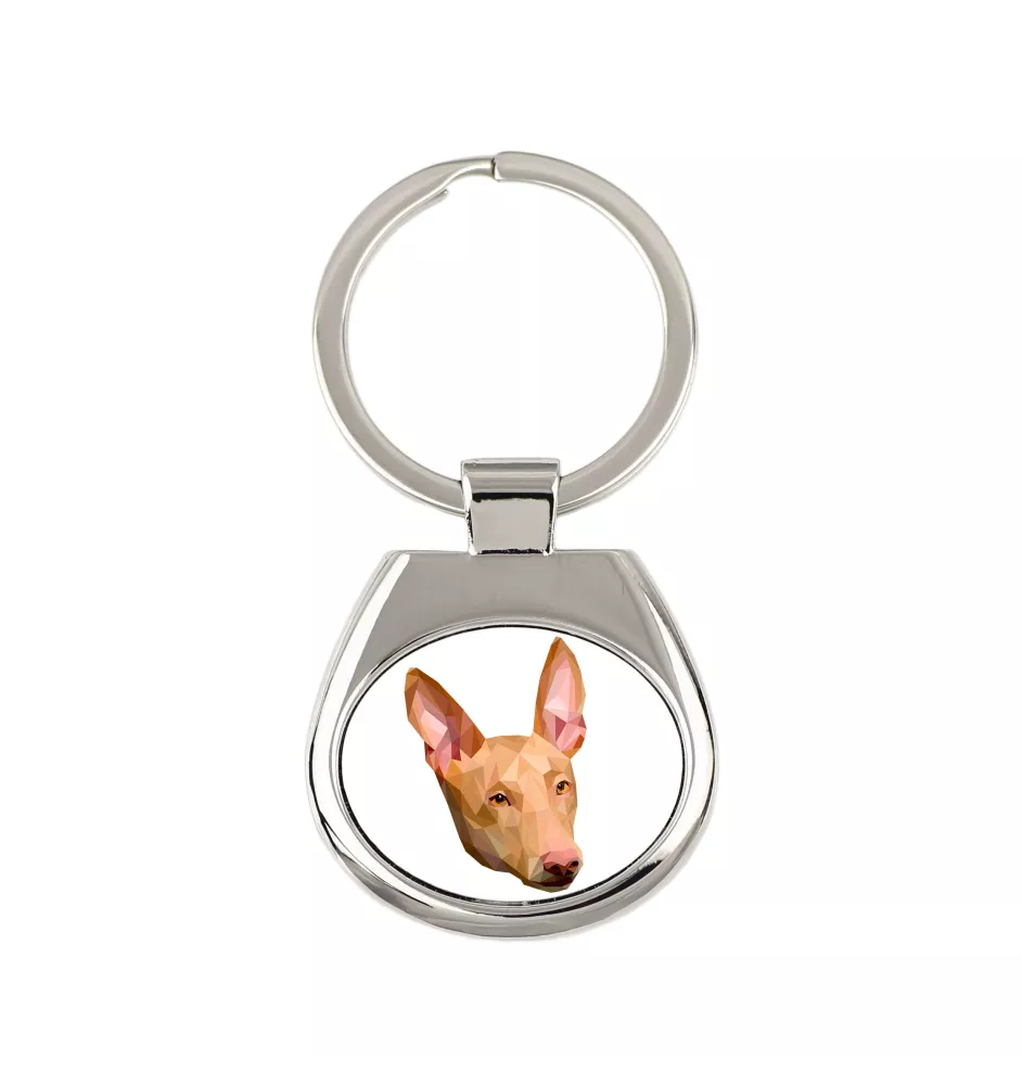 Pharaoh Hound, Kelb tal-Fenek - geometric keychain with a photo and the inscription Art-Dog