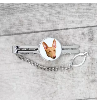 Pharaoh Hound, Kelb tal-Fenek - geometric tie clip with a picture and inscription from Art-Dog