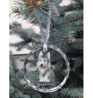 Picardy Sheepdog, Berger Picard, Picardy Shepherd - crystal bauble with a photo, dog photo in crystal, personalized Christmas tree ornament by Art-Dog brand
