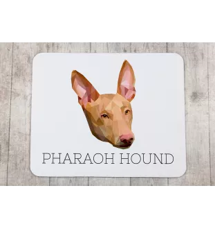 Pharaoh Hound, Kelb tal-Fenek - geometric mouse pad with a picture and text by Art-Dog