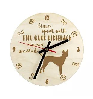 Phu Quoc Ridgeback - horloge avec chien, horloge en bois, horloge murale pour les amoureux des chiens, horloge de bureau et étagère, Art-Dog