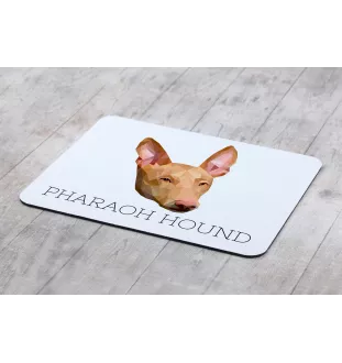 Pharaoh Hound, Kelb tal-Fenek - geometric mouse pad with a picture and text by Art-Dog