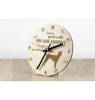Phu Quoc Ridgeback - clock with a dog, wooden clock, wall clock for dog lovers, clock for desk and shelf, Art-Dog