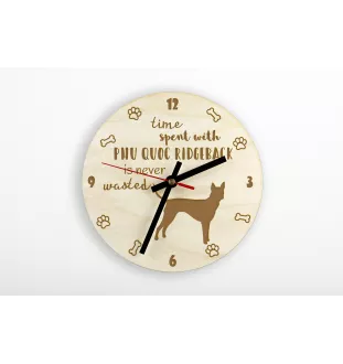 Phu Quoc Ridgeback - clock with a dog, wooden clock, wall clock for dog lovers, clock for desk and shelf, Art-Dog