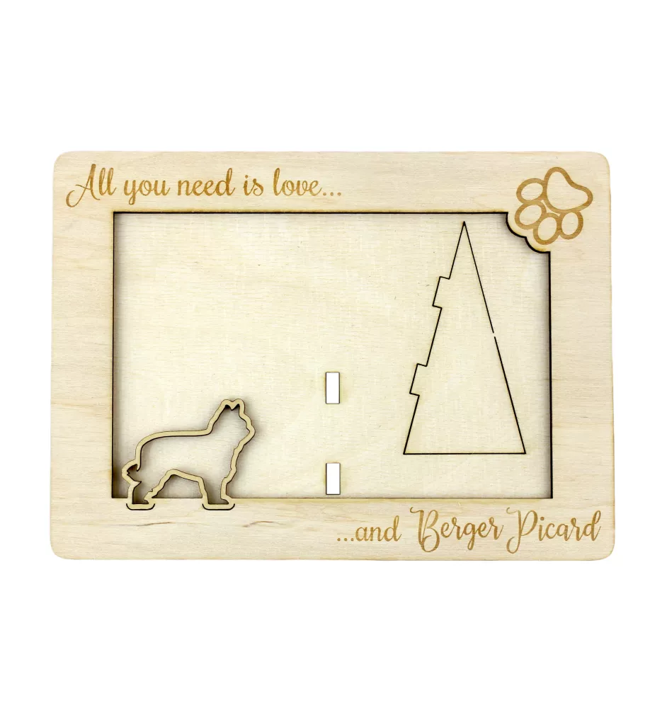 Berger de Picardie, Berger Picard - Cadre photo, cadre en bois gravé, un joli gadget pour l'amoureux des chiens par Art-Dog