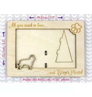 Berger de Picardie, Berger Picard - Cadre photo, cadre en bois gravé, un joli gadget pour l'amoureux des chiens par Art-Dog