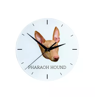 Chien du pharaon, Lévrier du pharaon - horloge murale géométrique avec photo et logo de la marque Art-Dog