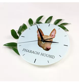 Chien du pharaon, Lévrier du pharaon - horloge murale géométrique avec photo et logo de la marque Art-Dog
