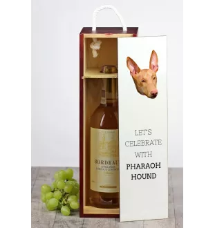 Chien du pharaon, Lévrier du pharaon - une boîte géométrique avec une photo et un texte pour le vin de la marque Art-Dog