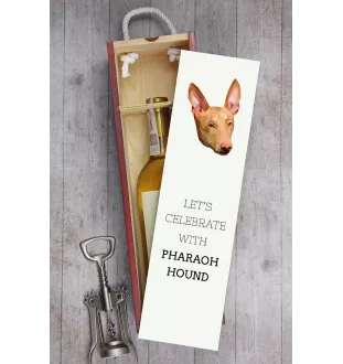 Chien du pharaon, Lévrier du pharaon - une boîte géométrique avec une photo et un texte pour le vin de la marque Art-Dog