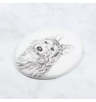 Picardy Sheepdog, Berger Picard, Picardy Shepherd - commemorative plaque with a photo of a dog, tombstone with a print, personalized oval plaque from the Art-Dog brand